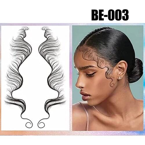 Baby Hair Edges Tattoo Waterproof Temporary Black Sketchs Realistic Tattoo Stickers For Women NE
