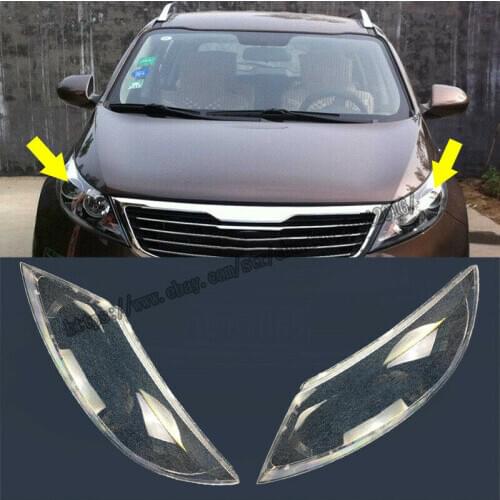 For Kia Sportage R 2009-2012 Car Headlight Lens Headlamp Cover Left Right Pair