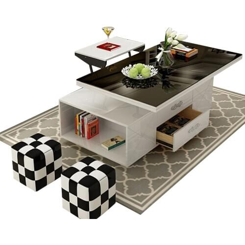 Electric multifunction foldable Coffee Table Living Room liftable and lowerable minimalist rectangle mesas centro dining table
