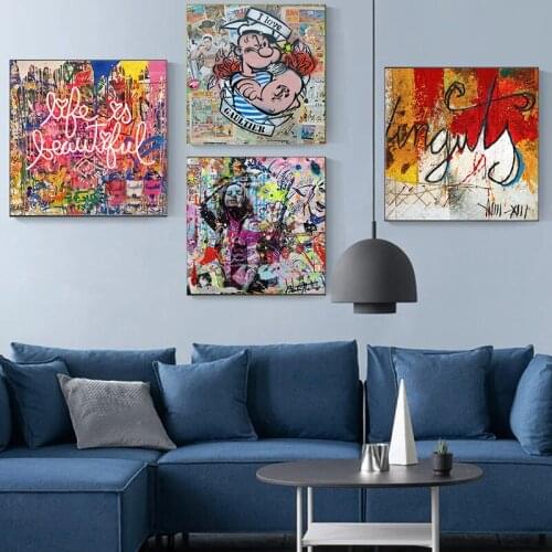 Graffiti Life Is Beautiful Poster Street Art Painting on Wall Canvas Posters and Prints Pictures for Living Room Decor
