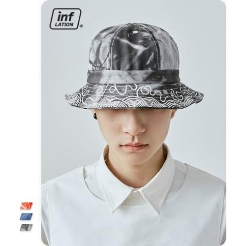 INFLATION Autumn Winter Tie Dye Bucket Hat For Men And Women Fishing Caps Mens Flat Colorful Fishermen Caps 262CI2020