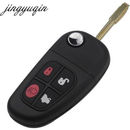 Jingyuqin 4 Button Flip Folding Remote Car Key Fob Shell For Jaguar X-Type S-Type XJ XK Type Key Case Replacement