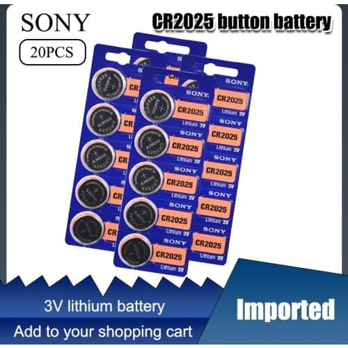 20pcs Sony 3V CR2025 Cell Coin Button Batteries DL2025 BR2025 KCR2025 CR 2025 Lithium Battery For Watch Toys Remote Control