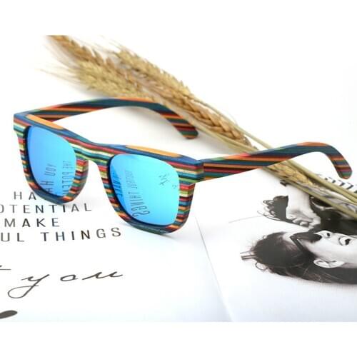 Polarized Sunglasses Men Fashion Sun Glasses for Male wooden Frames TAC Lens Square Sunglasses-men Driving Anti-glare Uv400