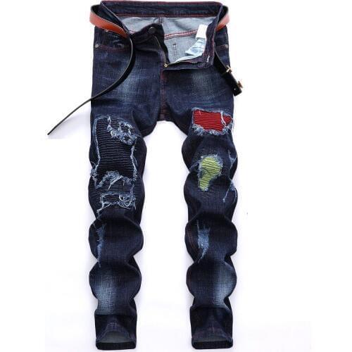New Design 2020 Causal Plus Size 42 Pantalon Homme Biker Jeans Street Distressed Mens Ripped Jeans