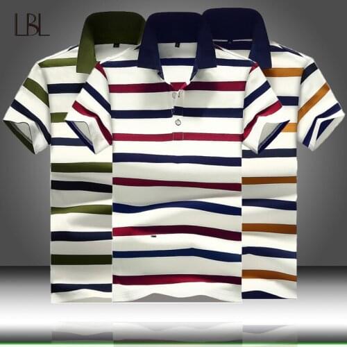 Striped Polo Shirt Men Summer Casual Cotton Turn-down Collar Mens Polos Breathable Business Tops polo Hombre Slim Fit Clothing