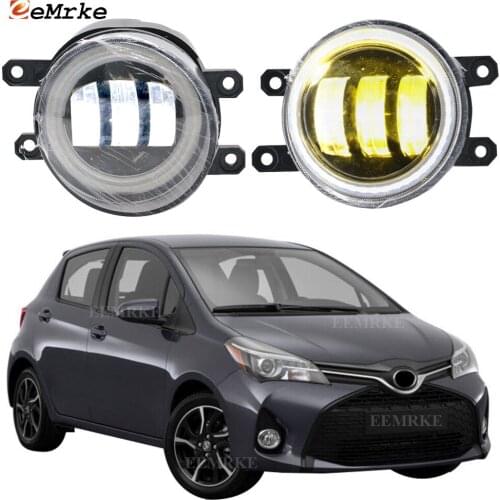 2Pcs Anti LED Fog Lights for Toyota Yaris Vitz XP13 1st Facelift 2014-2017 Angel Eye DRL Daylight Foglight Lamp Car Accessories