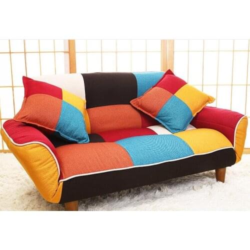 Adjustable Sofa and Loveseat in Colorful Line Fabric Home Furniture Fold Down Sofa Couch Ideal for Living Room, Bedroom, Dorm