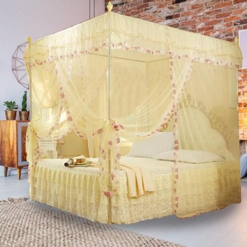 3 Side Openings Post Luxury Princess Bed Curtain Canopy Netting Mosquito Net Bedding No Bracket Home Supplies
