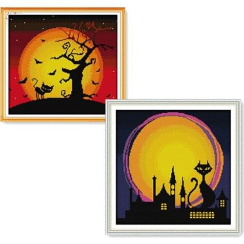 The Night Of Halloween Cross Stitch Kits Ecological Cotton Stamped Diamond Painting Printed 11CT DIY Wedding Decoration For Home