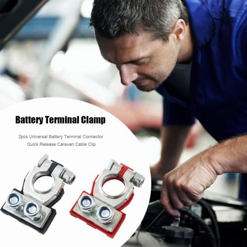 2pcs Universal Battery Terminal Connector Clamp Quick Release Caravan Wire Cable Clip Motorcycle Car Boat Replacement Tool Kit