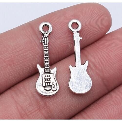 WYSIWYG 20pcs 24x7mm Antique Silver Color Guitar Charms Pendant For Jewelry Making DIY Jewelry Findings