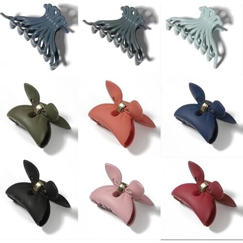Candy Color Rabbit Ear Acrylic Hair Clip for Women Makeup Bath Hair Claw Hair Clamp Grips Barrette Hair Accessories