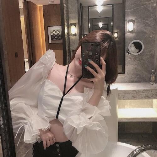 Women Blouse 2021 Summer Top Womens Bubble Sleeve Chiffon Shirt Blusas Mujer De Moda