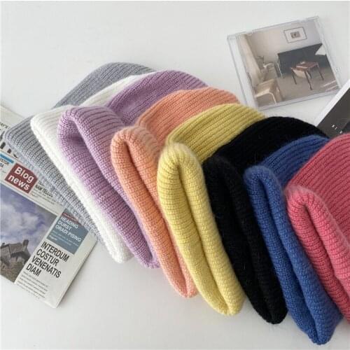 Luna&Dolphin Winter Warm Women Rabbit Hair Woolen Hat Sweet Lovely Candy Colors Cap Windproof Ear Protection Couples Pile Hats