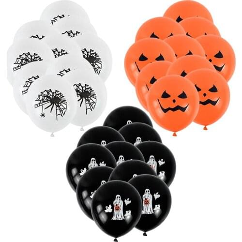 10pcs 12inch Halloween Pumpkin Ghost Spider Pattern Latex Balloons DIY Festival Party Halloween Decoration Inflatable Globos