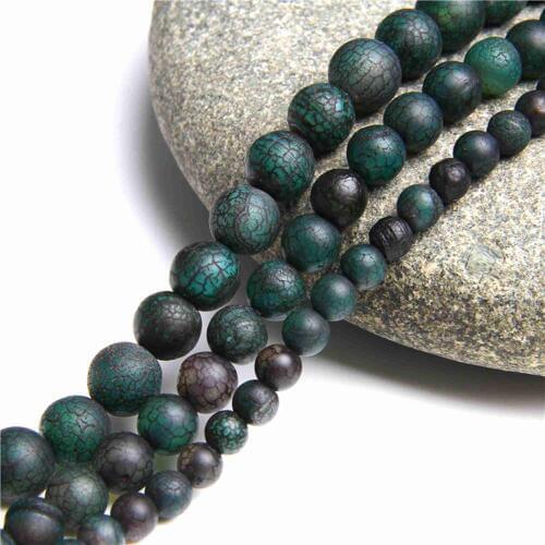 15.5" Vintage Agates Beads 6 mm 8 mm 10 mm Natural Green Veins Gem Stone Tibetan Agat Round Loose Beads For DIY Making Bracelets