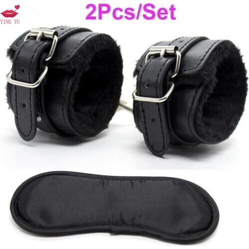 2Pcs Sex Bdsm Bondage Set Toys with Handcuffs Sex Blindfold Eye Mask Adult Games Erotic Toys for Women Exotic Accessories