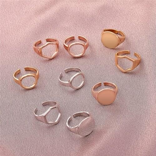 Vintage Hollow Hexagon Opening Rings Set For Women Girls Fashion Hip Hop Geometric Adjustable Finger Jewelry Gifts 3 Pieces