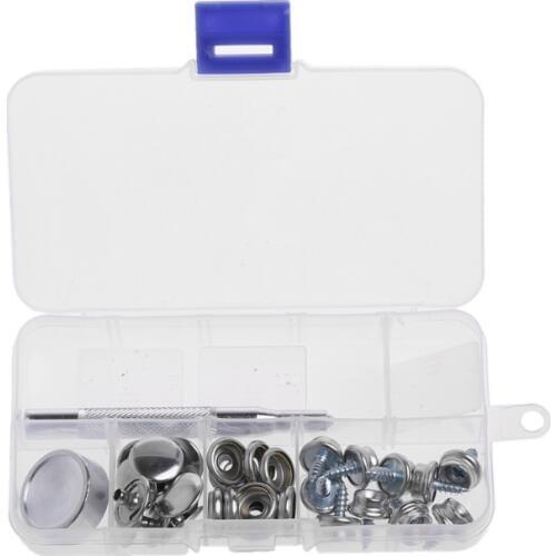 32 Pcs Stainless Steel Boat Marine Canvas Fabric Snap Cover Button Socket Kit