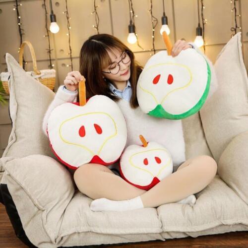 Simulation 3d Apple Pillow Plush Toy Doll Cushion Cute Creative Fruit Green Red Apple Plush Toy Childrens Toy Birthday Gift