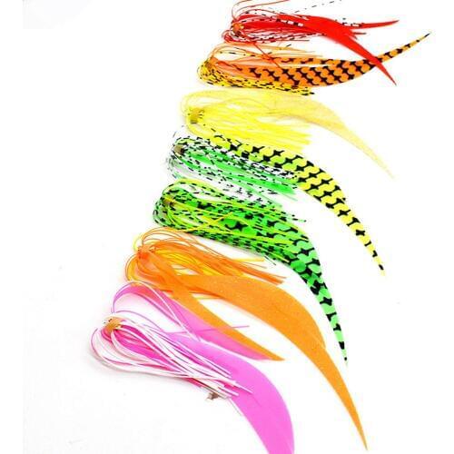 50PCS/lot Silicone Skirt with Hook High Carbon Steel Fishing Hooks Salty Rubber Fishing Lures Jigging assist hook