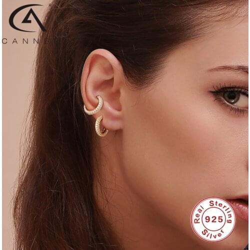 CANNER 925 Silver No ear hole Earcuff Clip Earrings Luxury Zircon Earring For Women Fairy Cartilage Clip On Earring Fine Jewelry