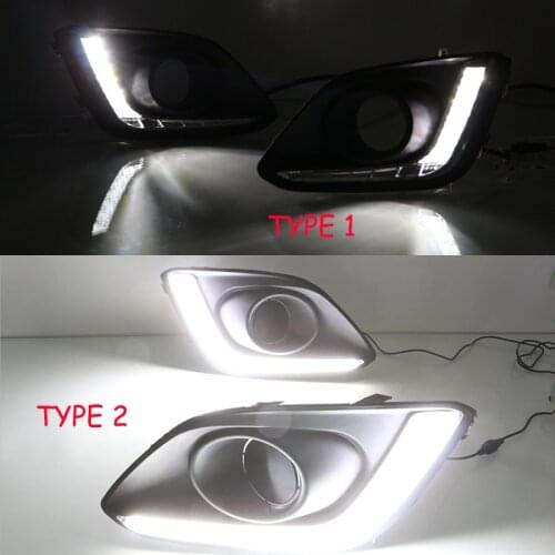 Car Flashing 2Pcs DRL For Suzuki Swift 2014 2015 2016 Daytime running lights with fog lamp hole cover 12V LED White 2 Type