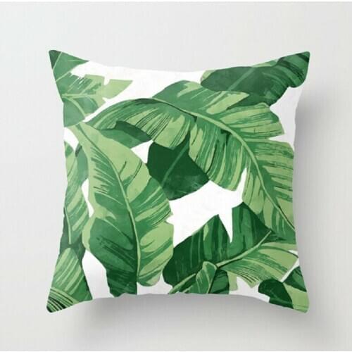 45x45m 1pc Tropical Plants Printing Throw Pillowcase Cover Green Leaves Pillow Cover Polyester Pillow Case Cushion