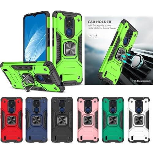 Funda a prueba de golpes para Motorola MOTO E6S E7 Plus, carcasa trasera para coche, anillo de parachoques, 2020