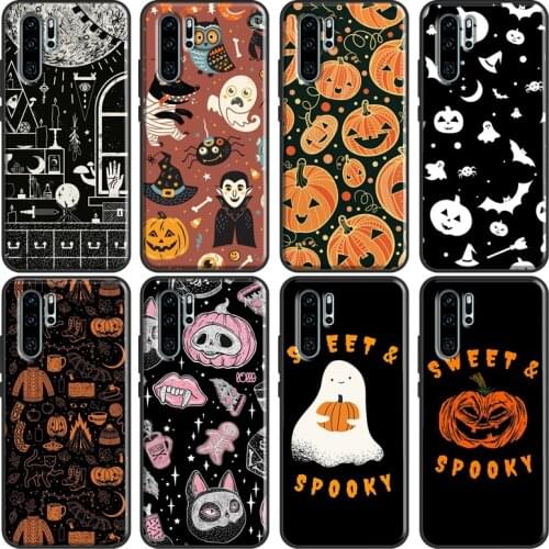 Pumpkin Bat Witch Phone Case For Huawei P20 Lite P30 P40 Pro Mate 10 20 Lite P Smart 2019 2021 Back Cover