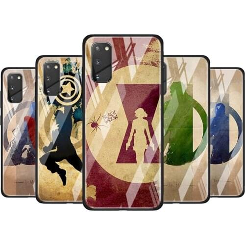 Art Marvel Superhero Tempered Glass Cover For Samsung Galaxy S20 S10 S9 S8 S10E FE Ultra Plus Lite 5G Phone Case