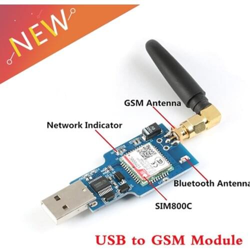 USB To GSM GPRS SIM800C Computer Control Calling With Antenna Wireless Module Quad-Band