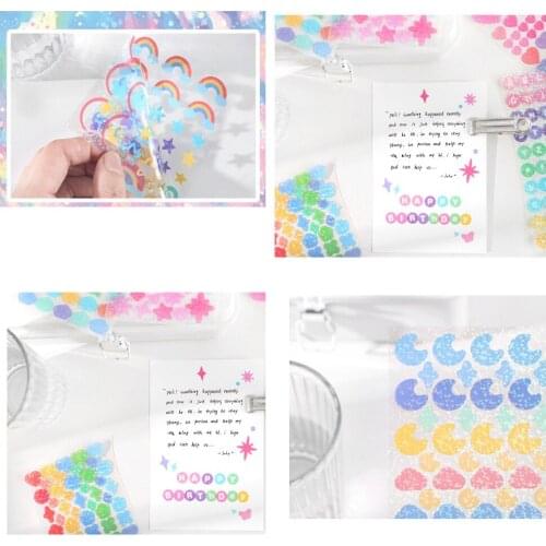 Color Sequin Stickers Self Adhesive Pvc Heart Cloud Star Ribbonearth Letter Diy Stickers For Arts Scrapbooking Journal Supplies