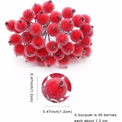 Heads Mini Christmas Frosted Fruit Berry Holly Artificial Decorative Flower DIY Home Christmas Decoration Home Wedding Decor