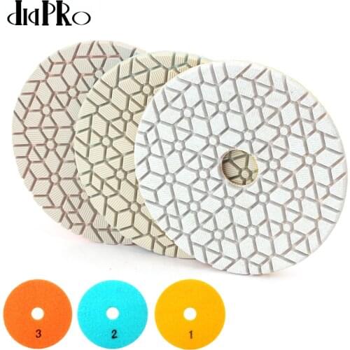 Diapro 4" Flexible Diamond Polishing Pads Wet Dry Set for Granite Quartz Concrete Marble Stone Countertop Polishing
