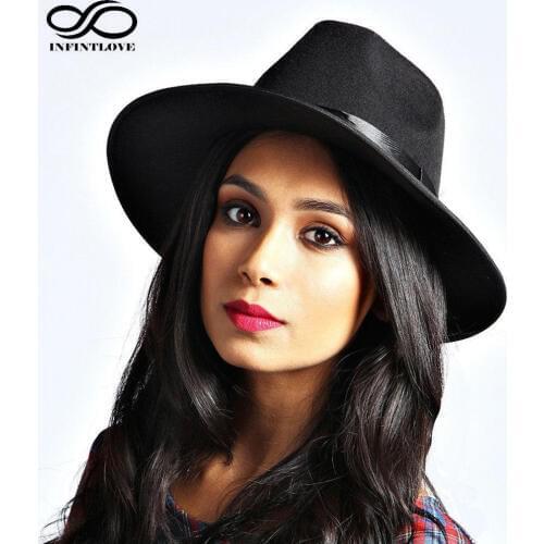 LUCKYLIANJI Fashion Women Jazz Hard Felt Bowknot Fedora Panama Bowler Wide Brim Hat Gangster Cap (One Size:57cm)