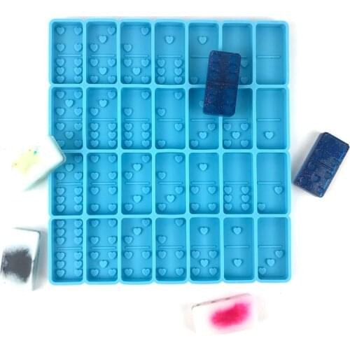 Heart Shape Dominoes Mirror Silicone Mold for Resin Handmade Craft Crystal Epoxy Resin Game Casting Mould Jewelry Pendant Making