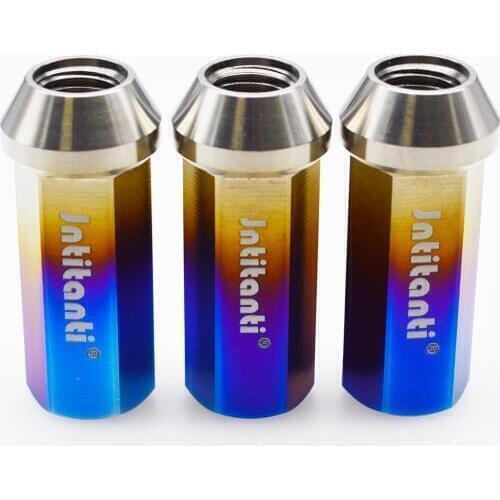 Jntitanti High performance strong burnt blue color 60 degree cone seat closed end Gr.5 titanium alloy lug nut M12*1.5*45mm