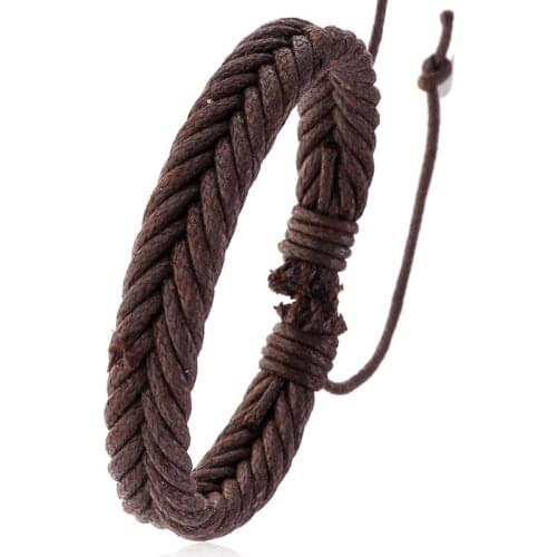 Brown Black Rope Bracelet Handmade Woven Weave Women Men Vintage Casual Bracelets Female Male Retro Gift Jewelry