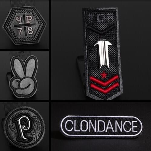 Leather patch personalized punk locomotive Badge Metal letter P victory gesture garment accessories Ironing sewing on clothes