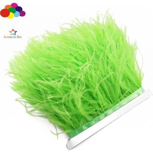 Beautiful Fluorescent Green 1/5/10 Meter Ostrich Feather Cloth Trims 3.15-6 Inches/8-15 Cm Ribbon for Carnival Party Diy Costume