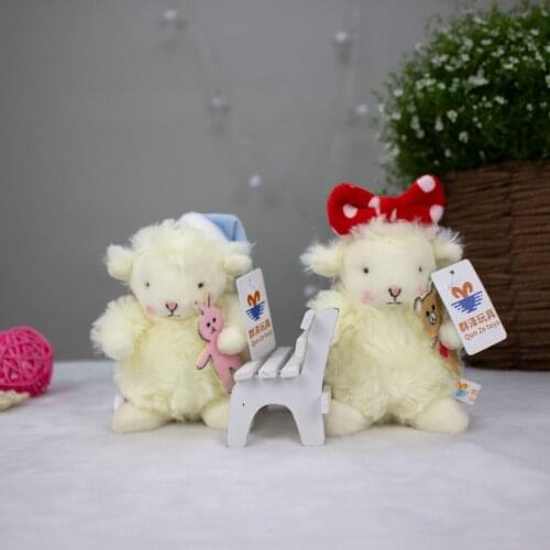 Cute sheep doll 11cm plush lamb Wear a hat stuffed soft lovely Car keychain Bag decoration good quality toy christmase gift kid