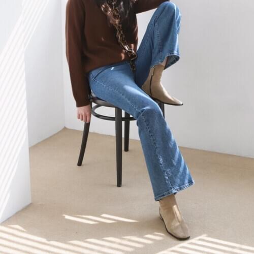 3 Color Square Toe Thick Heel Fashion Boots 4CM/6CM Stovepipe Suede Nude Boots 2020 Autumn and Winter Ladies Boots