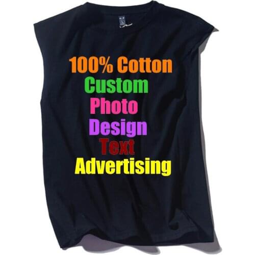 Customize your picture LOGO summer sleeveless mens vest t-shirt loose hip-hop solid color casual fitness basketball top