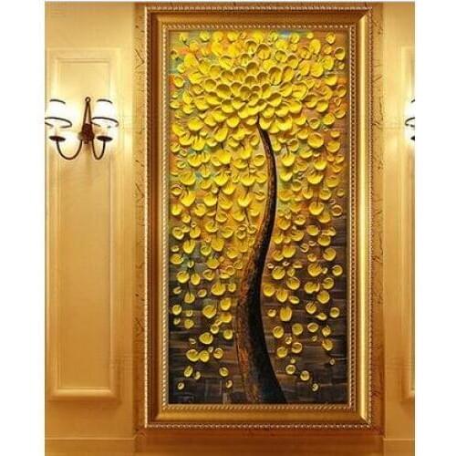 Golden lucky tree living room Embroidery Needlework Crafts 14CT Unprinted Arts Cross Stitch Kits DIY Quality Handmade Decor