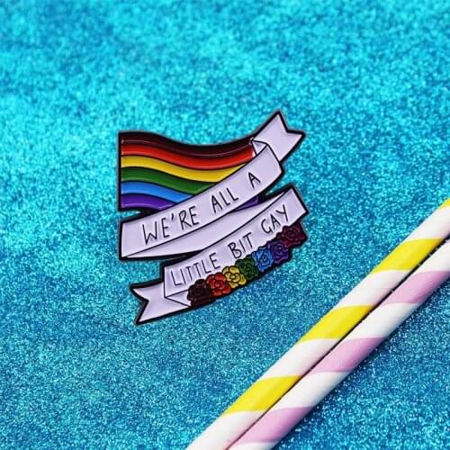 All A Little Bit Gay Lapel Pin Harry Styles Quote Badge Rainbow Flag LGBTQ+ Pride Gift Idea