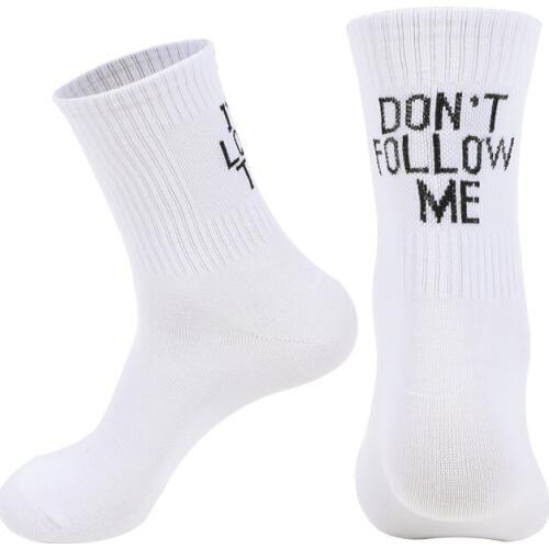 Socks Women Men Unisex Letter Print AB Side "DOT FOLLOW ME" Trend Casual Cotton Sock for Funny Hip Hop Middle Tube Socks Gift