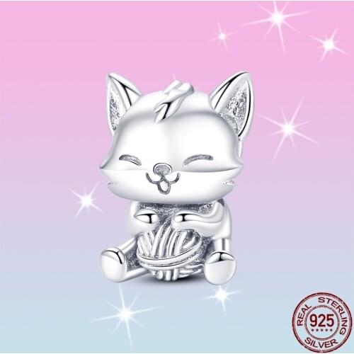 2021 New HOT SALE 925 Sterling Silver Furball Cat Pet Charm Beads Fit Original Pandora Bracelet Pendant Necklace Jewelry