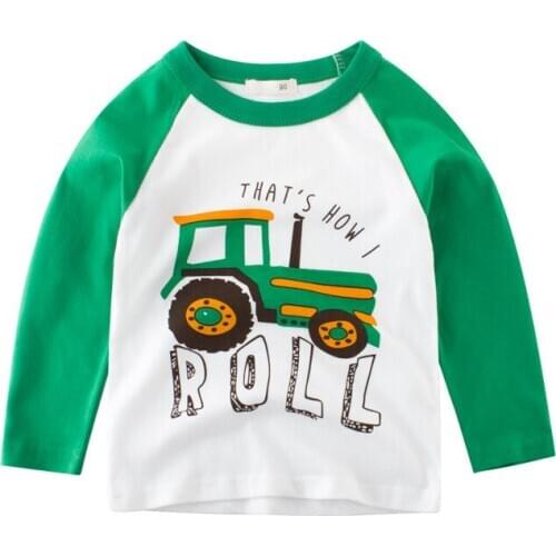 New 100% Cotton Clothes Boy Kid Children Cartoon Track Tees Cloth Autumn Boys T-shirts Infant Baby Long Sleeve Casual